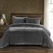 Rosdorf Park Annita Solid Faux Silk Velvet Romantic Western 3 Piece Duvet Cover Set Velvet in Gray | Queen Duvet Cover + 2 Standard Shams | Wayfair