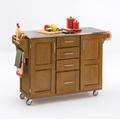 Large Cottage Oak Finish Create a Cart with Stainless Steel Top by Homestyles in Oak Stainless Steel