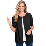 Plus Size Women's Perfect Elbow-Length Sleeve Cardigan by Woman Within in Black (Size 3X) Sweater