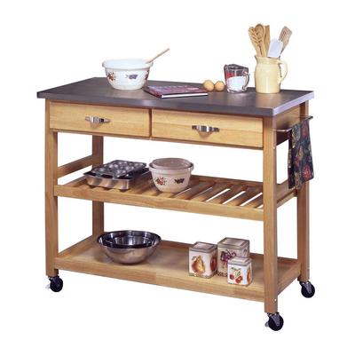 Kitchen Cart with Stainless Steel Top by Homestyles in Stainless Steel Wood