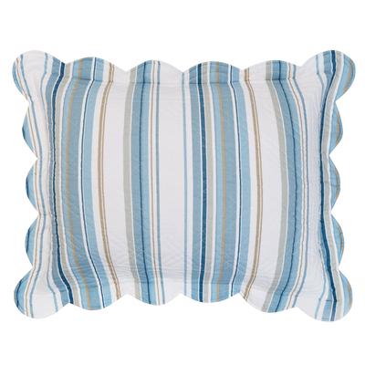 Florence Sham by BrylaneHome in Blue Stripe (Size STAND) Pillow