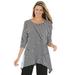 Plus Size Women's The Sharkbite Tunic by Woman Within in Black Patch Stripe (Size S)