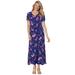 Plus Size Women's Short-Sleeve Crinkle Dress by Woman Within in Evening Blue Wild Floral (Size 4X)