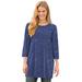 Plus Size Women's Perfect Printed Three-Quarter-Sleeve Scoopneck Tunic by Woman Within in Navy Offset Dot (Size 4X)