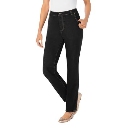 Plus Size Women's Straight-Leg Stretch Jean by Woman Within in Black Denim (Size 40 WP)