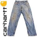 Carhartt Jeans | Distressed Carhartt Flannel Lined Relaxed Fit Jean | Color: Blue | Size: 32 X 30
