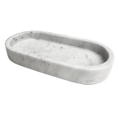 adorist. - Marmortablett weiss oval groß 33x15x4 cm Dekoration 1 ct