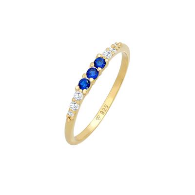 Elli Zirkonia Saphir synthetisch 925 Silber vergoldet 52 Damen Image