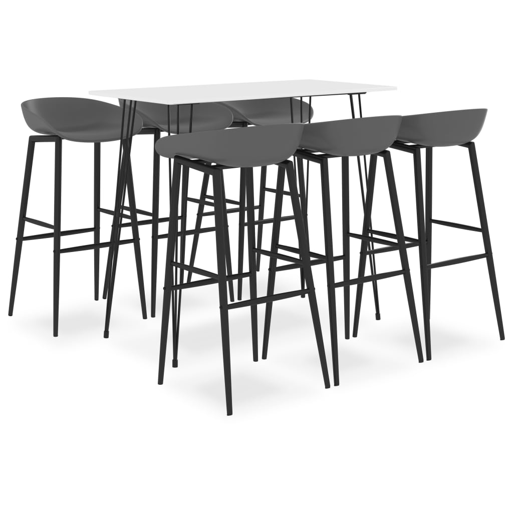 vidaXL 7-tlg. Bar-Set Weiß und Grau Image