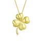 Bling Jewelry Good Luck Fortune Irish Shamrock Shape Lucky Charm Four Leaf Clover Pendant Necklace For Women Teen Polished Yellow 14K Gold Plated .925 Sterling Silver