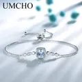 UMCHO – Bracelets en aigue-marine Nano pour femmes bijoux fins en argent Sterling 925 et pierres