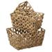 Flared Braided Water Hyacinth Baskets Handles Natural Set of 3 - 13" L x 9" W x 7" H