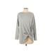 Botanique Sweatshirt: Crew Neck Covered Shoulder Gray Marled Tops - Women's Size Small