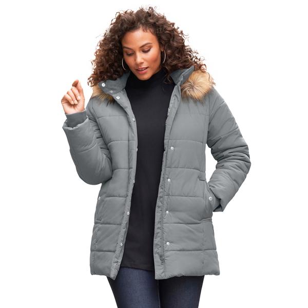 plus-size-womens-classic-length-quilted-puffer-jacket-by-roamans-in-gunmetal--size-m--winter-coat/
