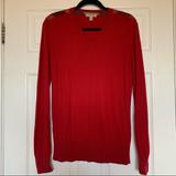 Burberry Sweaters | Burberry Cashmere Sweater With Elbow Patches Size Medium | Color: Red | Size: M