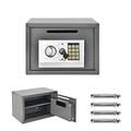 Electronic Safe 16L Security SafeBox with Key and Password, Steel Construction, Digital Cabinet Safes with Coin Slot for Home Office Hotel, Wall And Floor Fixings, 25 x 35 x 25 cm, Gray