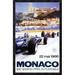 Global Gallery 'Monaco Grand Prix 1966' by Michael Turner Framed Vintage Advertisement Canvas in Blue/White | 36 H x 24.93 W x 1.5 D in | Wayfair