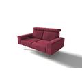 DOMO. Collection Rosario Sofa, 2er Garnitur mit Nackenfunktion, 2 Sitzer Couch, 164x98x81 cm, Polstergarnitur in bordeaux rot