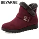 BEYARNEWarm – bottes de neige courtes en fourrure et peluche pour femme chaussures d'hiver