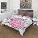 Designart 'Pink Retro Flowers With Blue Leaves' Traditional Duvet Cover Set