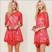 Free People Dresses | Nwt Free People Hot Red Floral And Leaf Lace Mesh Dress Size 2 | Color: Red | Size: 2