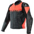 Dainese Racing 4 Giacca in pelle traforata per moto, nero-rosso, dimensione 64