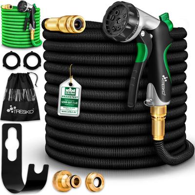 Premium Gartenschlauch Flexibler Wasserschlauch dehnbarer Flexischlauch Schwarz 30m - Schwarz