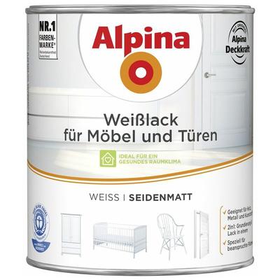 Weisslack für Möbel und Türen weiss seidenmatt 2 l Lack Grundierung - Alpina