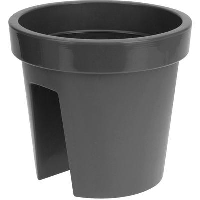 Kunststoff Blumentopf für Balkon Geländer in anthrazit - 28 x 25 cm - Pflanztopf für Geländer