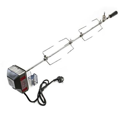 Wiltec - bbq Grillspieß 110cm 230V aus Edelstahl, inkl. 4 Fleischklammern, inkl Ausgleichsgewicht Image