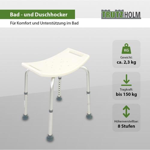Badhocker 8 fach verstellbar Duschstuhl Badestuhl Duschhocker 150 kg