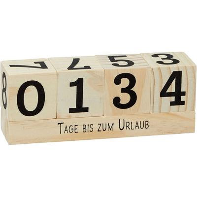 Countdown Holz Würfel - 16 x 6 cm - Tageszähler Kalender mit 8 Sprüchen - Dauerkalender für