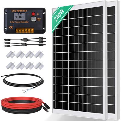 Eco-worthy - 240W Solarpanel kit Off-Grid System: 2 Stücke 120W monokristalline Solarmodule mit 30A