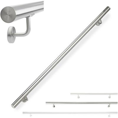 Handlauf, 304er Edelstahl, matt, rundes Treppengeländer, innen & außen, 150 cm, ø 42 mm, mit Image
