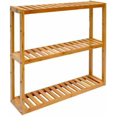 Dunedesign - Bambus Wandregal - 60x54x15cm - Bad Küche Hängeregal Holz - Badregal Küchenregal Image