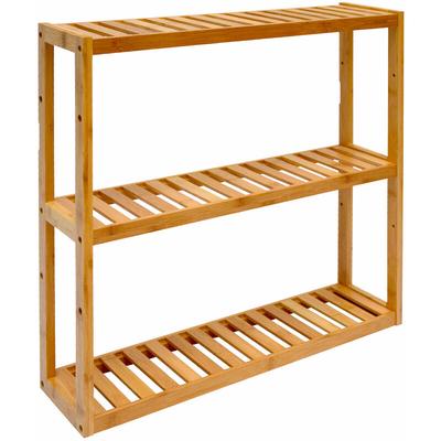 Bambus Wandregal - 60x54x15cm - Bad Kche Hngeregal Holz - Badregal Kchenregal