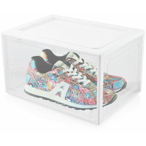 6er Set Weiße Schuhbox Stapelbar Aufbewahrungsbox Kunststoffbox Schuhkasten Schuhkarton