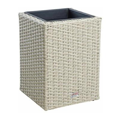 Estexo - Polyrattan Blumenkübel Pflanzkübel 40 cm Rattan Blumentopf Übertopf Topf Beige