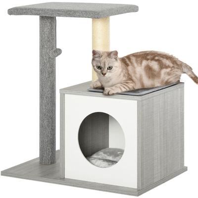 Pawhut - Holz Kratzbaum Katzenbaum Kletterbaum für Katzen, Kätzchen Möbel mit Katzenhöhle, Image