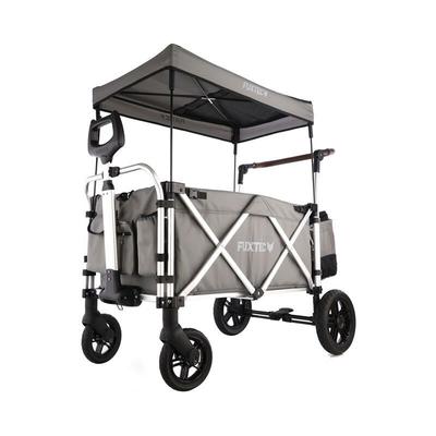 Bollerwagen faltbar in grau mit Dach - Transportwagen klappbar Hecktasche, Komfort-Schiebegriff & Image