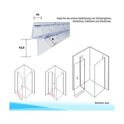 Duschdichtung Wasserabweiser Ersatzdichtung gerade unten für 10 mm Glasstärke Länge 80 cm