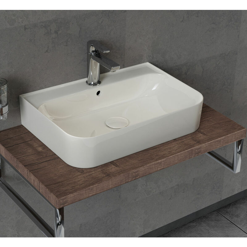 Kleines Waschbecken 55cm Keramik Waschtisch Aufsatzwaschbecken Handwaschbecken