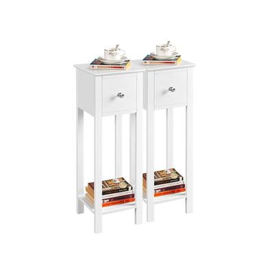 2er Set Nachttisch Nachtschrank Nachtkommode mit Schublade und Ablage Kommode für Wohnzimmer Image