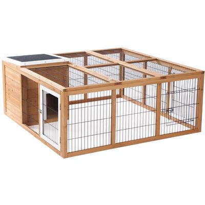 PawHut Kaninchenstall Kleintiergehege mit Dach zum Öffnen Kleintierkäfig Meerschweinchenstall mit