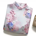Robe de style chinois rose pour jeune fille tenue cheongsam d'été mignonne motif lapin animé sans