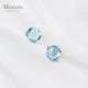 Modian luxe bleu cristal ciel couleur opale ronde boucles d'oreilles classique charme 925 en argent