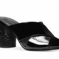 Michael Kors Shoes | Michael Kors Black Cher Patent Leather Mid Heel Slide Mule Sandals 7 | Color: Black | Size: 7