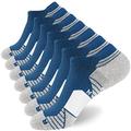 WANDER Men's Athletic Running Socks 7 Pairs Thick Cushion Ankle Socks for Men Sport Low Cut Socks 6-9/10-12/12-14, 7 Pairs White Blue, Large