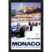 Global Gallery 'Monaco Grand Prix 1966' by Michael Turner Framed Vintage Advertisement Canvas in Blue/White | 36 H x 24.93 W x 1.5 D in | Wayfair