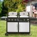 Royal Gourmet Zh3002sn 3 - Burner Free Standing Liquid Propane 25500 BTU Gas Grill & Charcoal w/ Cabinet Stainless Steel/Cast Iron in Gray | Wayfair